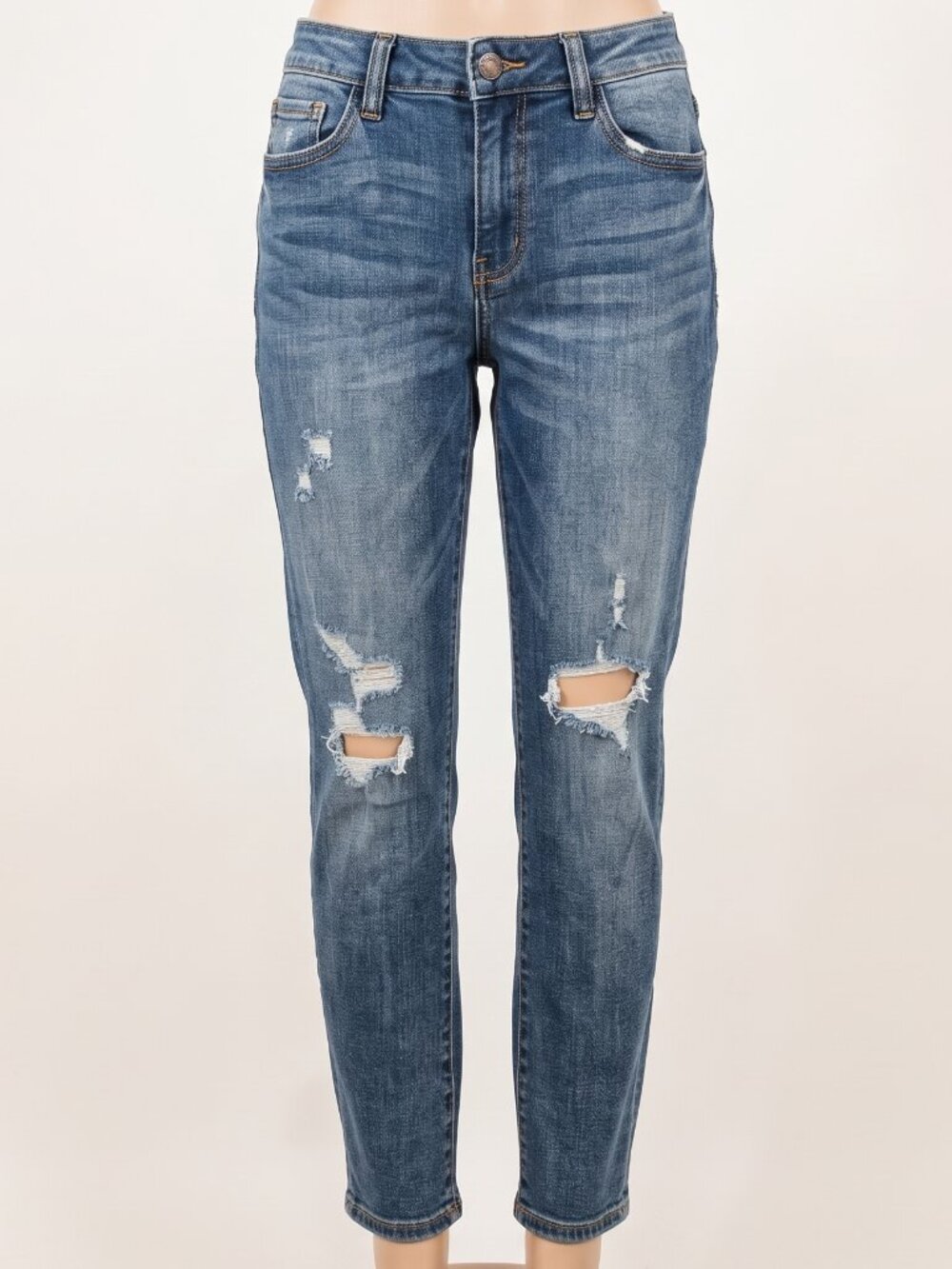 Judy Blue Boyfriend Fit Distressed Stretch Jeans Medium Wash Size 9/29